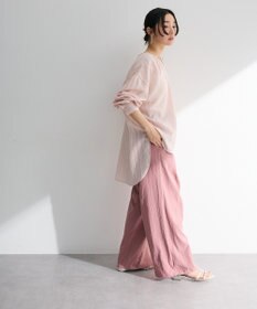 Green Parks ドロストネックシアーストライプチュニック