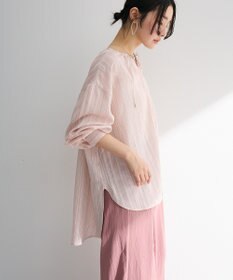 Green Parks ドロストネックシアーストライプチュニック