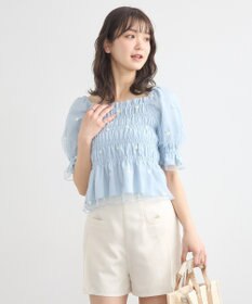 earth music&ecology フラワー刺繍シャーリングプルオーバー