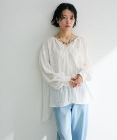 Green Parks ドロストネックシアーストライプチュニック