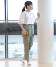 自由区 【洗える】撥水シルキーポプリン カーゴパンツ