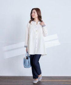 Tiaclasse 【洗える】クレリックシャツチュニックブラウス