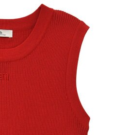 earth music&ecology ロゴ刺繍ノースリーブニットプルオーバー