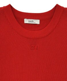 earth music&ecology ロゴ刺繍ノースリーブニットプルオーバー