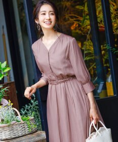 Tiaclasse L 【洗える】スタイルアップも叶うヴィンテージサテンワンピース