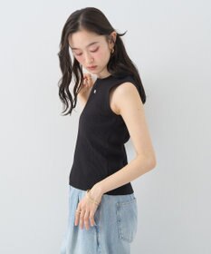 earth music&ecology ロゴ刺繍ノースリーブニットプルオーバー