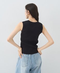 earth music&ecology ロゴ刺繍ノースリーブニットプルオーバー