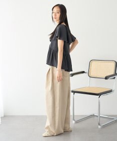 earth music&ecology ラッフルカラーペプラムカットブラウス