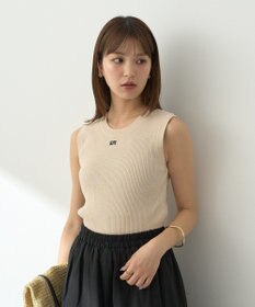 earth music&ecology ロゴ刺繍ノースリーブニットプルオーバー