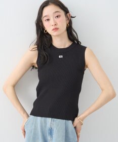 earth music&ecology ロゴ刺繍ノースリーブニットプルオーバー