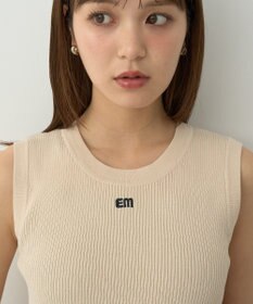 earth music&ecology ロゴ刺繍ノースリーブニットプルオーバー