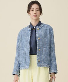 ファンシーノットツイードノーカラー ジャケット / 自由区