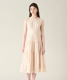 GRACE CONTINENTAL ストライプレースフレアドレス