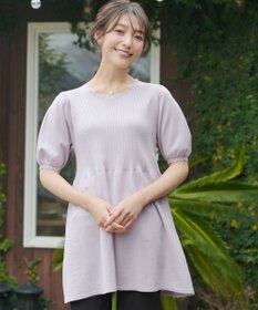 Tiaclasse リブ切替スカラップニットチュニック