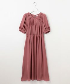 Feroux 【洗える】ギャザーデザインパフスリーブワンピース