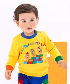 MIKI HOUSE HOT BISCUITS 【80-120cm】 カラフルブロック 裏毛パイル素材 トレーナー