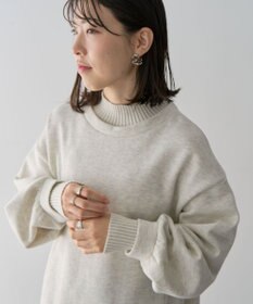 Green Parks 配色リブニットドッキング裏起毛プルオーバ