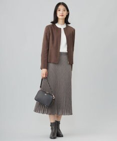 J.PRESS LADIES L プレーティングジャージー フリルネック カットソー