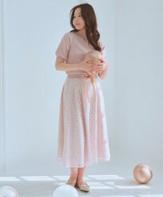 Feroux フラワー刺繍 フレアスカート