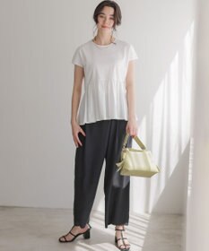 組曲 スムースクロス ラップ見えワイドパンツ ブラック系