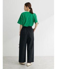 Green Parks 綿麻混タックストレートワイドパンツ