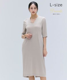 BEIGE， 【洗える・L-size】CINDY / Vネックハーフスリーブワンピース