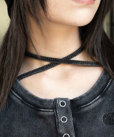 WEGO ヴィンテージウォッシュネックリボントップス