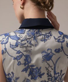 GRACE CONTINENTAL フラワー刺繍ボウタイドレス