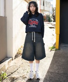 WEGO 襟付きグラフィックショートスウェット