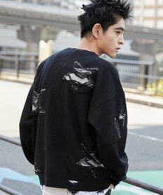 WEGO 【ユニセックス着用ITEM】ダメージジャガードニットプルオーバー