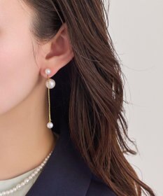 Phoebe ロングバックモチーフイヤリング　パール