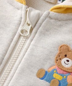 MIKI HOUSE HOT BISCUITS 【80-120cm】マルチカラー 裏毛パイル くまみみパーカー