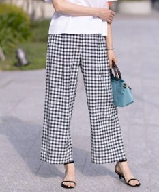 J.PRESS LADIES S 【洗える】アセVisギンガム イージー パンツ