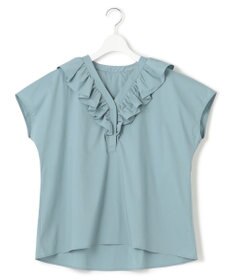 23区 L 【一部店舗限定/洗える】ハイカウントウェザーストレッチ フリル ブラウス