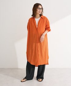 Green Parks シアーチェックシャツワンピース
