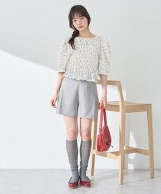 earth music&ecology 花柄ポコポコシャーリングトップス