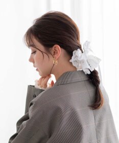 WEGO Lリボン付きレースシュシュ