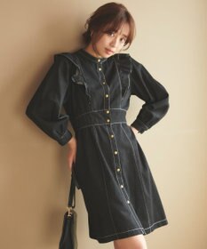 Feroux 【洗える】デニムミディ ワンピース