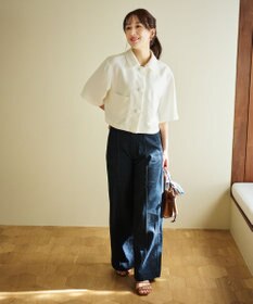 #Newans 【シワになりにくい】〈花乃まりあさんコラボ〉クロップドシャツジャケット