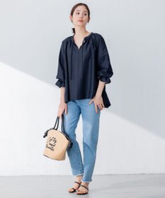 組曲 S 【洗える・涼感】シアーボイルギャザー ブラウス