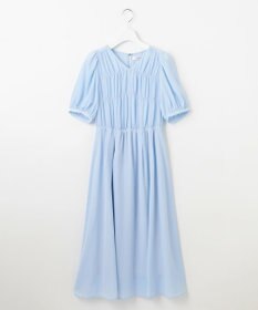 Feroux 【洗える】ギャザーデザインパフスリーブワンピース