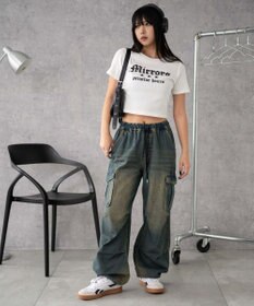 WEGO 【XS～Mサイズ展開/ウエストゴム 】デニムイージーパラシュートカーゴパンツ