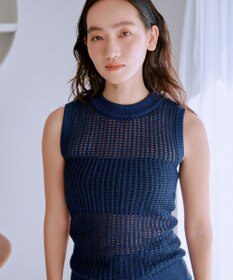 TOQUE 25SS新作〈大草直子さんアドバイザー〉【天然素材】シルク×コットン粗メッシュニットノースリーブ