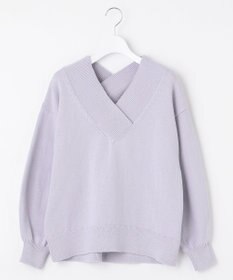 自由区 【XSサイズ～/洗える】コットンブレンドコード Vネックニット