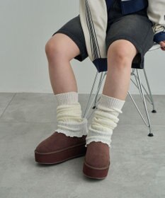 WEGO 【暖かい】厚底ショートFムートンブーツ