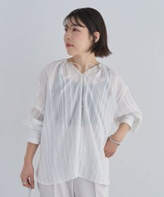 Green Parks ドロストネックシアーストライプチュニック