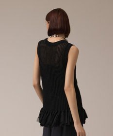 GRACE CONTINENTAL チュールフリンジニットトップ