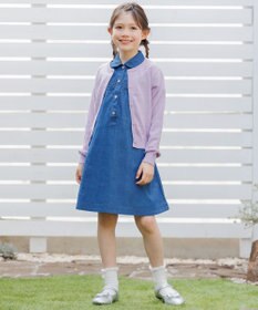 組曲 KIDS 【110-140㎝】 フラワーボタンデニムワンピース