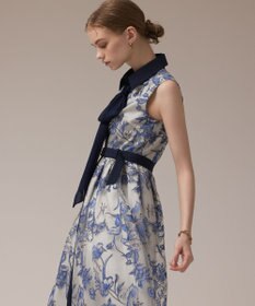 GRACE CONTINENTAL フラワー刺繍ボウタイドレス