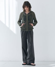 BEIGE， 【洗える】OPTICAL / ペーパーヤーンフーディージップニット